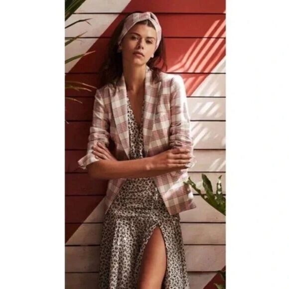 Veronica Beard Khan One Button Pink Plaid Check Blazer Jacket - Picture 2 of 14